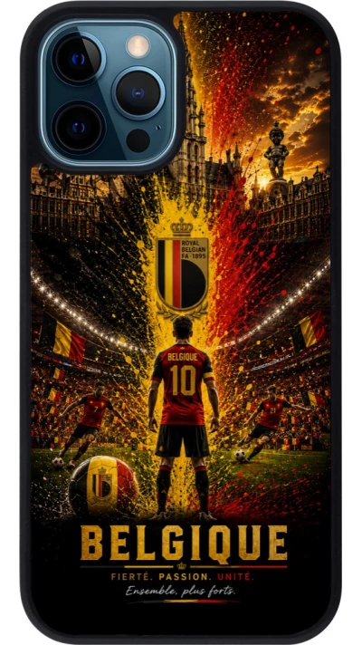 iPhone 12 / 12 Pro Case Hülle - Silikon schwarz Fussball Belgien splash 2026