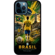 iPhone 12 / 12 Pro Case Hülle - Silikon schwarz Fussball Brasilien splash 2026
