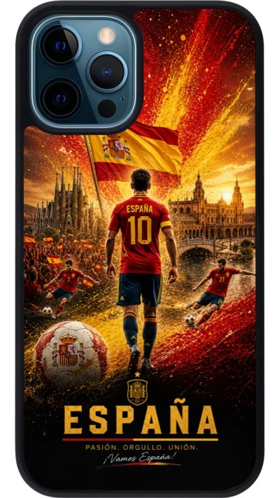 iPhone 12 / 12 Pro Case Hülle - Silikon schwarz Fussball Espanien splash 2026