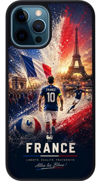 iPhone 12 / 12 Pro Case Hülle - Silikon schwarz Fussball Frankreich splash 2026