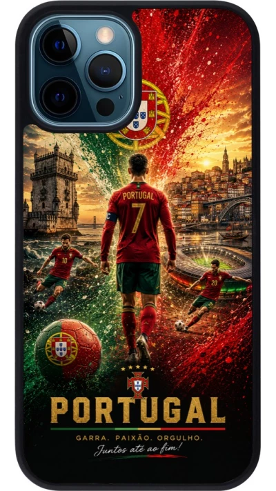 iPhone 12 / 12 Pro Case Hülle - Silikon schwarz Fussball Portugal splash 2026