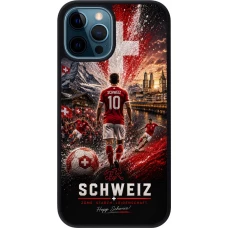 iPhone 12 / 12 Pro Case Hülle - Silikon schwarz Fussball Schweiz splash 2026