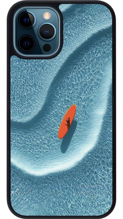 Coque iPhone 12 / 12 Pro - Silicone rigide noir Orange surf Summer 2026