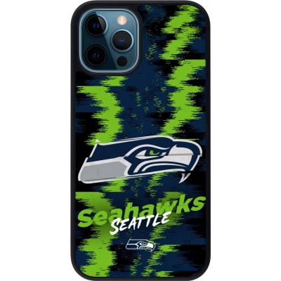 Coque iPhone 12 / 12 Pro - Silicone rigide noir Super Bowl 26 Seattle 2