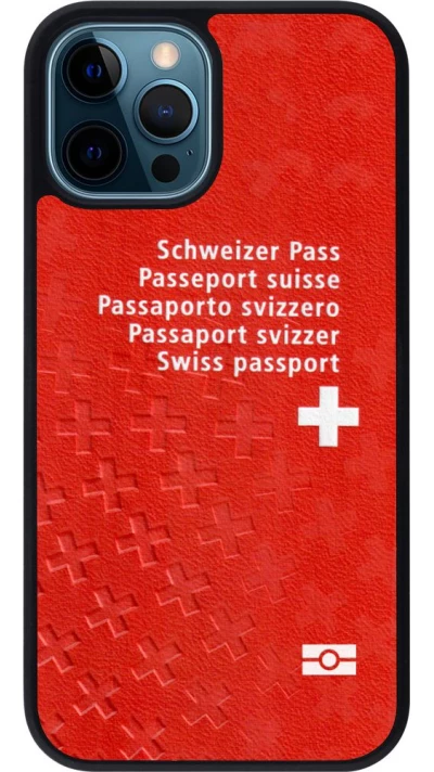 Coque iPhone 12 / 12 Pro - Silicone rigide noir Swiss Passport