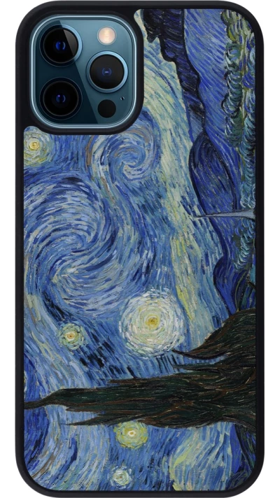Coque iPhone 12 / 12 Pro - Silicone rigide noir Tableau art - La Nuit étoilée - Van Gogh