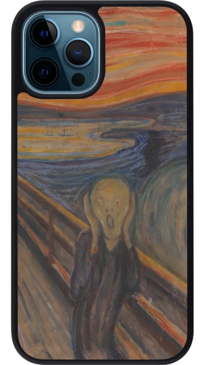 Coque iPhone 12 / 12 Pro - Silicone rigide noir Tableau art - Le Cri - Edvard Munch
