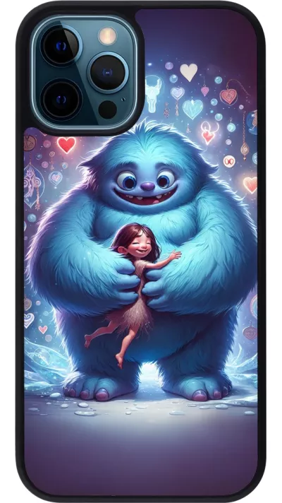 Coque iPhone 12 / 12 Pro - Silicone rigide noir Valentine 2024 Fluffy Love