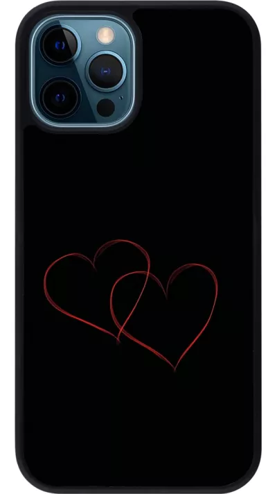 Coque iPhone 12 / 12 Pro - Silicone rigide noir Valentine 2023 attached heart