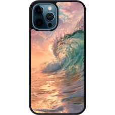 Coque iPhone 12 / 12 Pro - Silicone rigide noir Wave Sunset