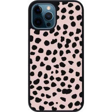 Coque iPhone 12 / 12 Pro - Silicone rigide noir Wild Leopard Pink