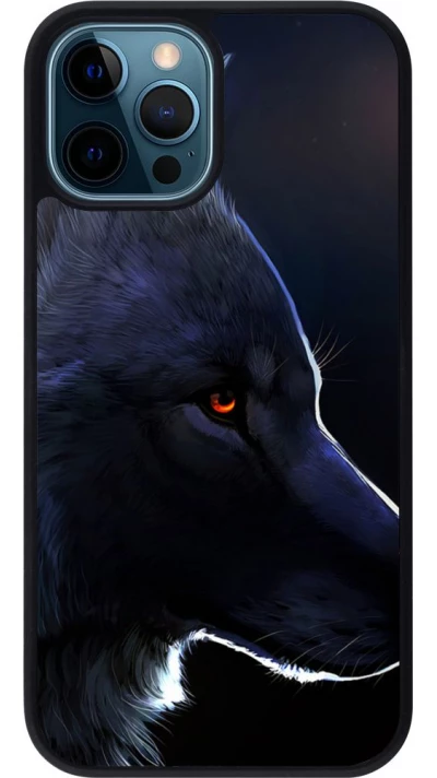 Coque iPhone 12 / 12 Pro - Silicone rigide noir Wolf Shape