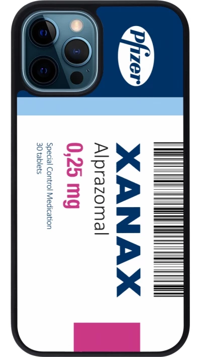 Coque iPhone 12 / 12 Pro - Silicone rigide noir Xanax Alprazolam 2025