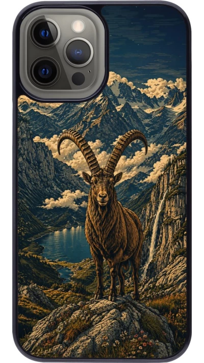 Coque iPhone 12 Pro Max - Linocut Bouquetin