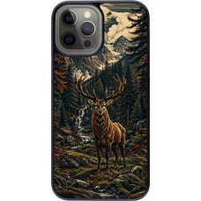 iPhone 12 Pro Max Case Hülle - Linocut Reh
