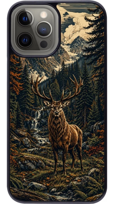 Coque iPhone 12 Pro Max - Linocut Cerf