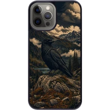 Coque iPhone 12 Pro Max - Linocut Grand Corbeau