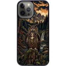 Coque iPhone 12 Pro Max - Linocut Grand-Duc