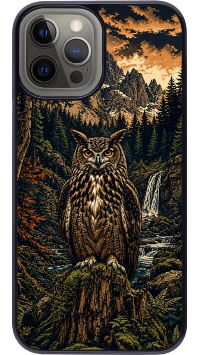 Coque iPhone 12 Pro Max - Linocut Grand-Duc