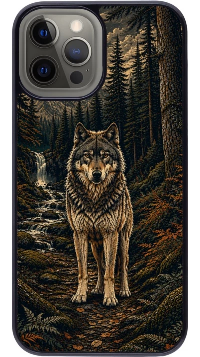Coque iPhone 12 Pro Max - Linocut Loup