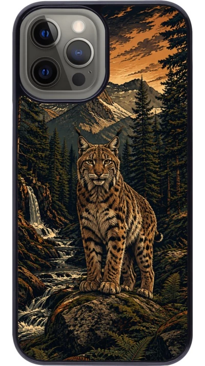Coque iPhone 12 Pro Max - Linocut Lynx