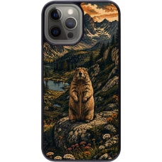 Coque iPhone 12 Pro Max - Linocut Marmotte