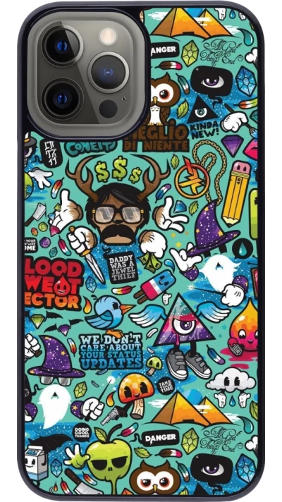 iPhone 12 Pro Max Case Hülle - Mixed Cartoons Turquoise