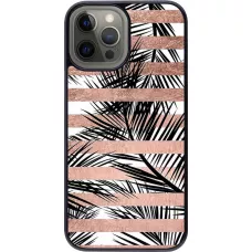 Coque iPhone 12 Pro Max - Palm trees gold stripes