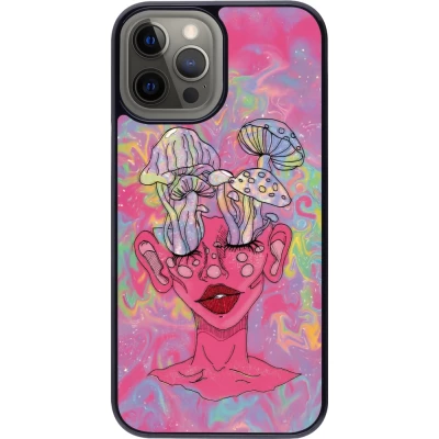 Coque iPhone 12 Pro Max - Psychedelic pink mushroom