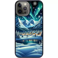 iPhone 12 Pro Max Case Hülle - Verschneites Bergdorf am See in der Nacht