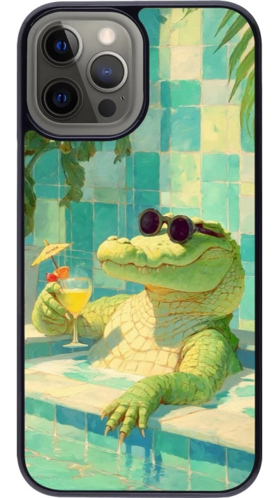 Coque iPhone 12 Pro Max - Crocodile in the swimming pool Summer 2026