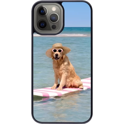 Coque iPhone 12 Pro Max - Summer Dog on Paddle