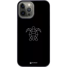 Hülle iPhone 12 Pro Max - Turtles lines on black