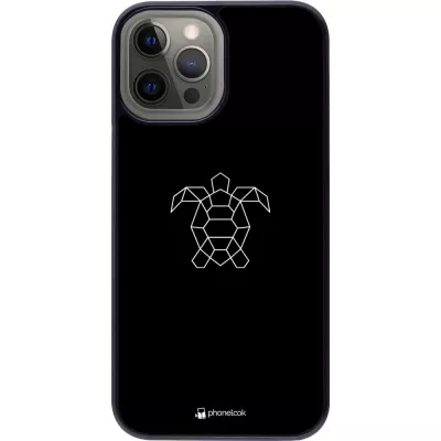 Hülle iPhone 12 Pro Max - Turtles lines on black