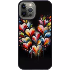 Coque iPhone 12 Pro Max - Valentine 2024 Coeur Noir Abstrait