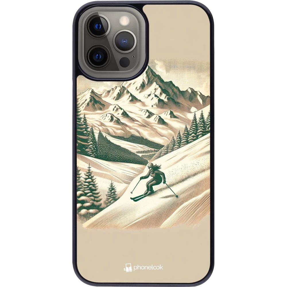 Coque iPhone 12 Pro Max - Vintage Ski Mountain