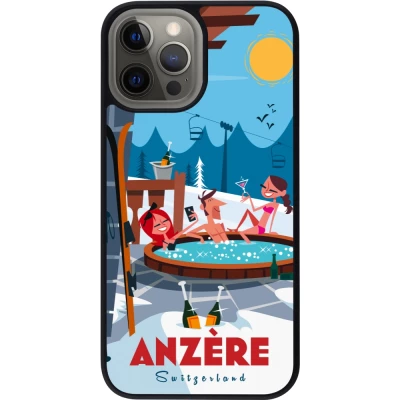 iPhone 12 Pro Max Case Hülle - Silikon schwarz Anzère Mountain Jacuzzi