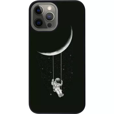 Coque iPhone 12 Pro Max - Silicone rigide noir Astro balançoire