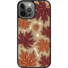 iPhone 12 Pro Max Case Hülle - Silikon schwarz Autumn 26 3D leaves