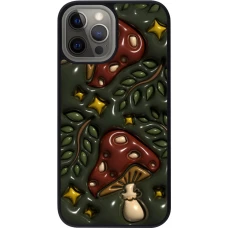 iPhone 12 Pro Max Case Hülle - Silikon schwarz Autumn 26 3D mushrooms