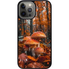 iPhone 12 Pro Max Case Hülle - Silikon schwarz Autumn 26 Mushrooms in the woods