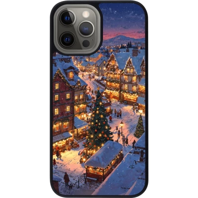 Coque iPhone 12 Pro Max - Silicone rigide noir Christmas 25 Xmas Village