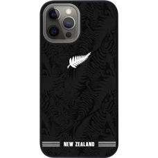 Coque iPhone 12 Pro Max - Silicone rigide noir Maillot de football Nouvelle-Zélande 2026 personnalisable