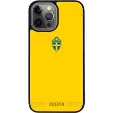 Coque iPhone 12 Pro Max - Silicone rigide noir Maillot de football Suède 2026 personnalisable
