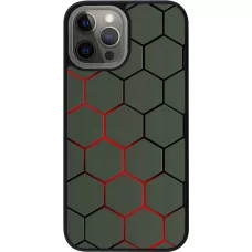 Coque iPhone 12 Pro Max - Silicone rigide noir Geometric Line red