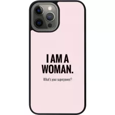 Coque iPhone 12 Pro Max - Silicone rigide noir I am a woman