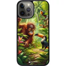 iPhone 12 Pro Max Case Hülle - Silikon schwarz Tropischer Dschungel Tayrona