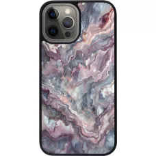 iPhone 12 Pro Max Case Hülle - Silikon schwarz Violetter silberner Marmor