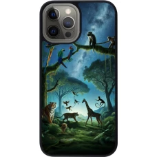Coque iPhone 12 Pro Max - Silicone rigide noir Paradis des animaux exotiques