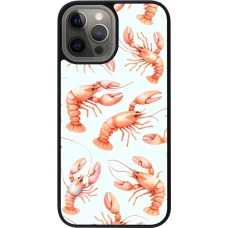 iPhone 12 Pro Max Case Hülle - Silikon schwarz Muster von pastellfarbenen Hummern